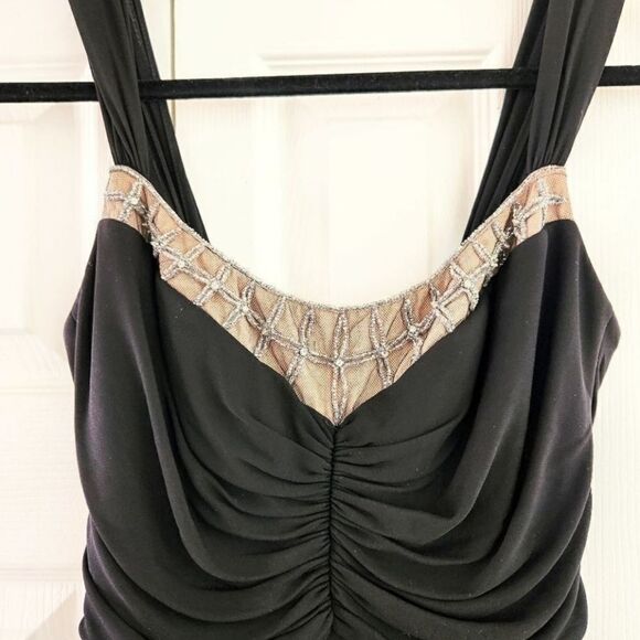 Badgley Mischka Black Full Length Formal Dress Beading Women's US Size 0 - Picture 5 of 7